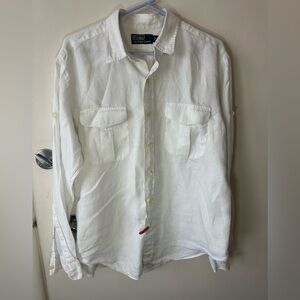 Ralph Lauren women Cream Casual Button Down Shirt size Large